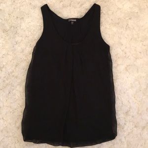 Black tank with sheer overlap